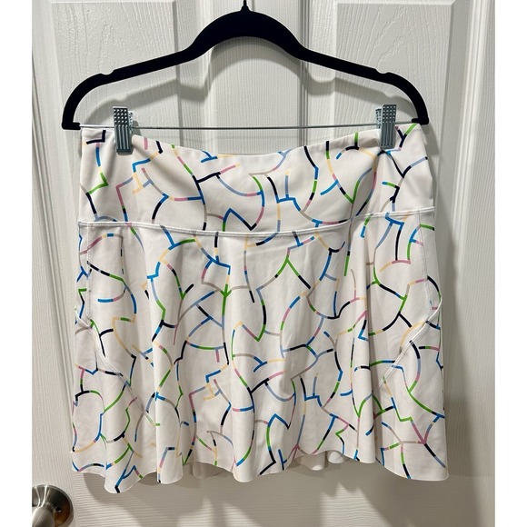 Athleta Pants - 999 Skort 15.5" White Multi Color Sz Large Pockets